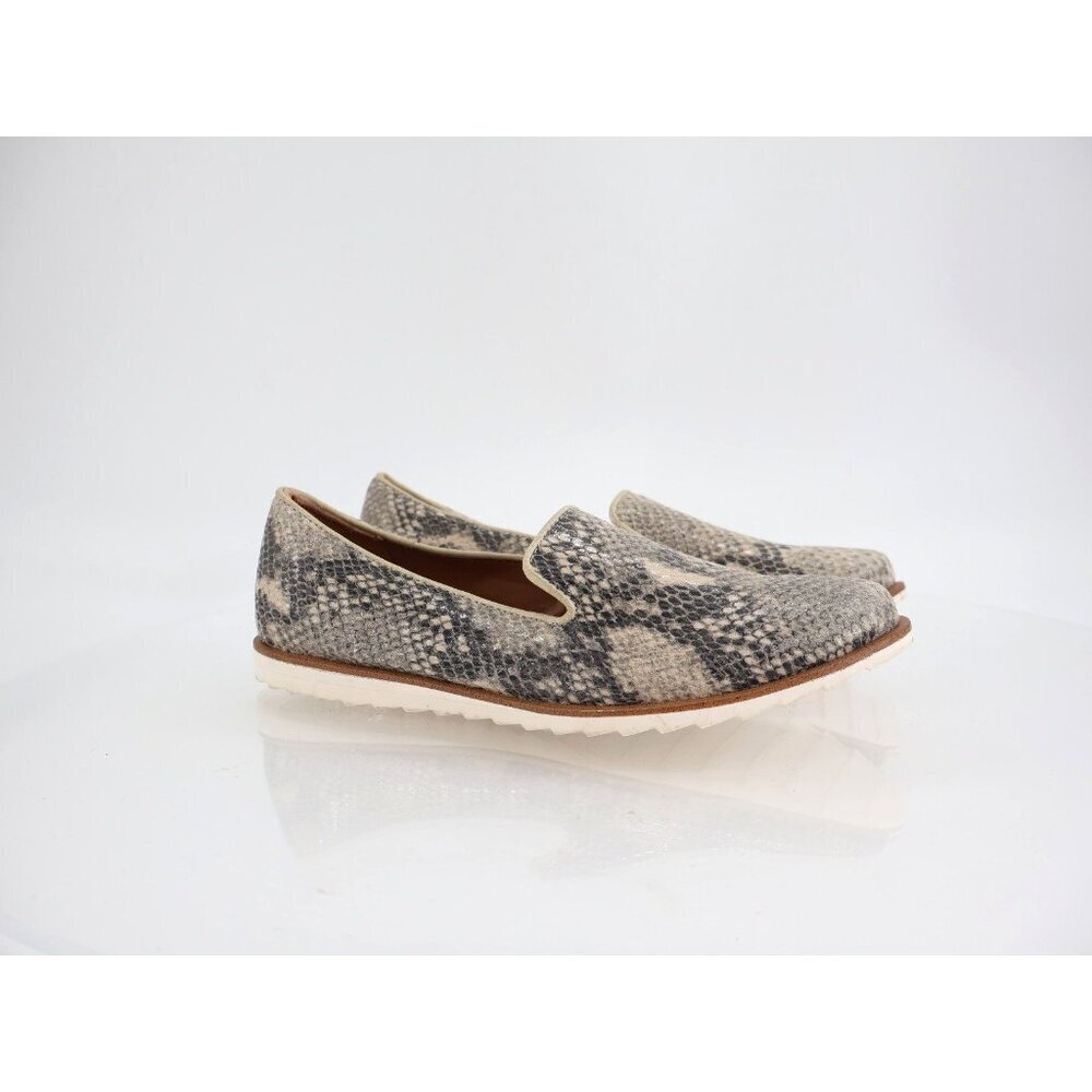 Comfortiva Ryen Slip On Leather Loafer Pewter Taupe Grey Snake print Women's 7M